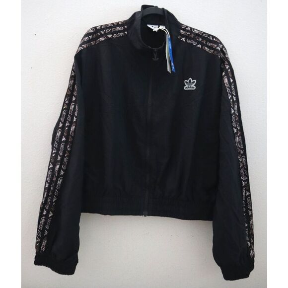 Adidas Originals HT5987 Women's Sz XL Black Snake Print Windbreaker Jacket - Picture 1 of 9